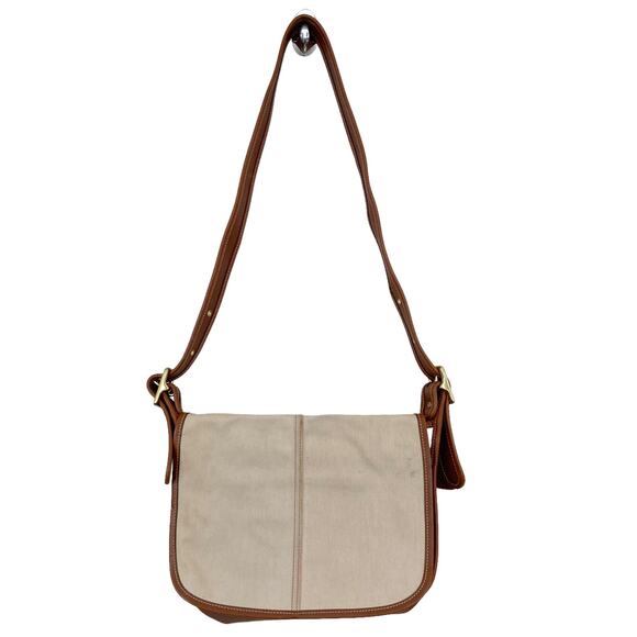 Coach Canvas Leather Cream Brown Bag - Picture 1 of 9